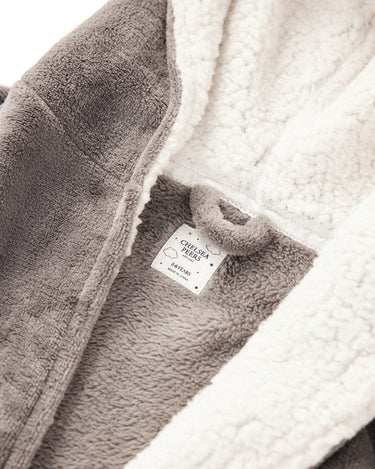 Kids' Grey Fluffy Hooded Dressing Gown